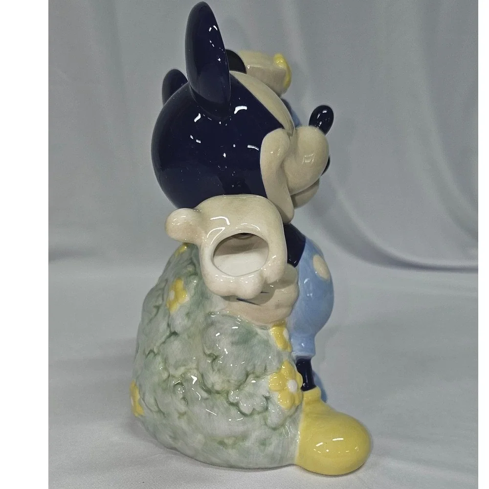 Disney Mickey and Minnie Mouse Ceramic Teapot Blue Yellow‎ Floral Collectible